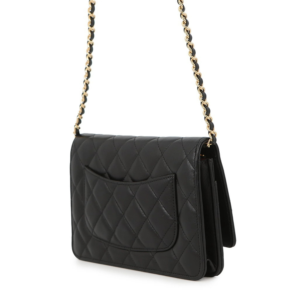 CHANEL Black Lambskin Leather Logo Wallet - Picture 2 of 13